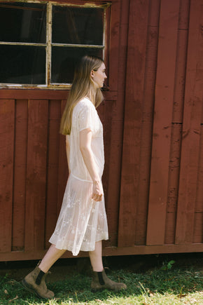 1920s embroiered net filet lace dress