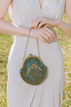 1920s silk floral urn evening bag