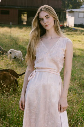 1930s jacquard silk lace nightgown