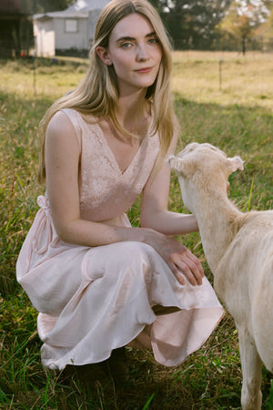 1930s jacquard silk lace nightgown