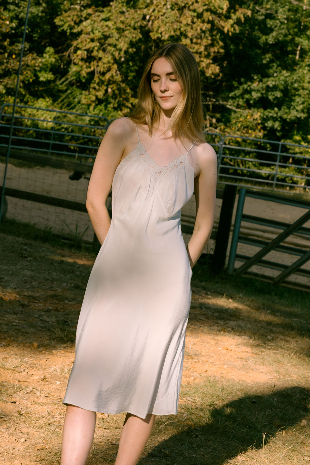 1930s blue cutout floral silk nightgown, France