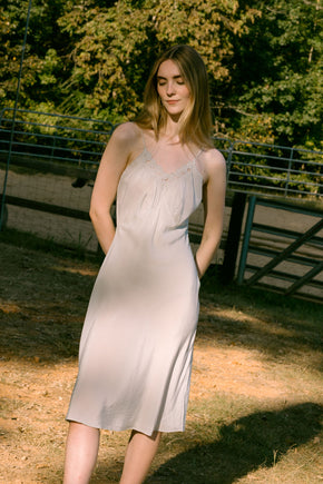 1930s blue cutout floral silk nightgown, France