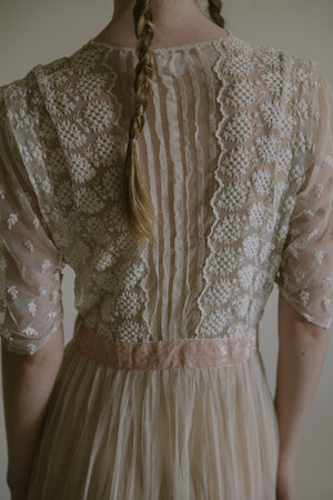 1912 schiffli embroidered tulle dress