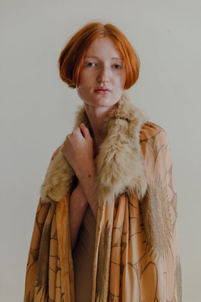 1920s silk velvet lamè & fur cape