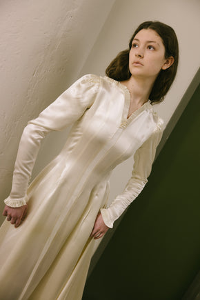 1930s pleated satin Art Deco wedding gown