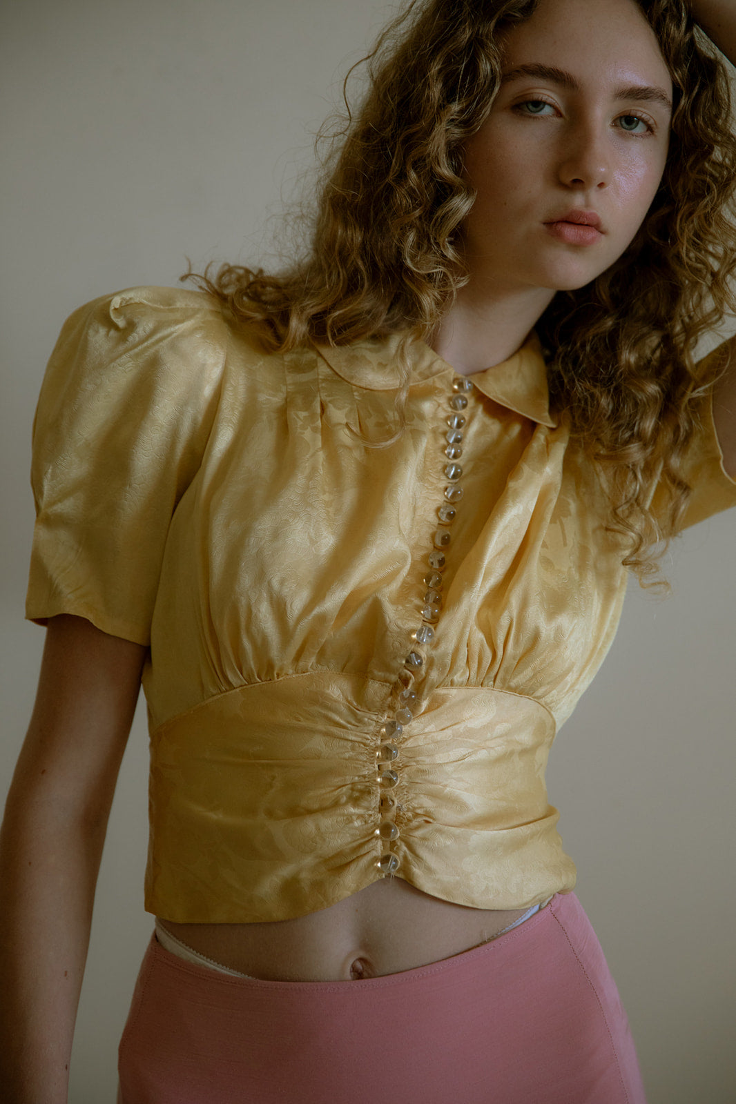 1930s french damask satin blouse