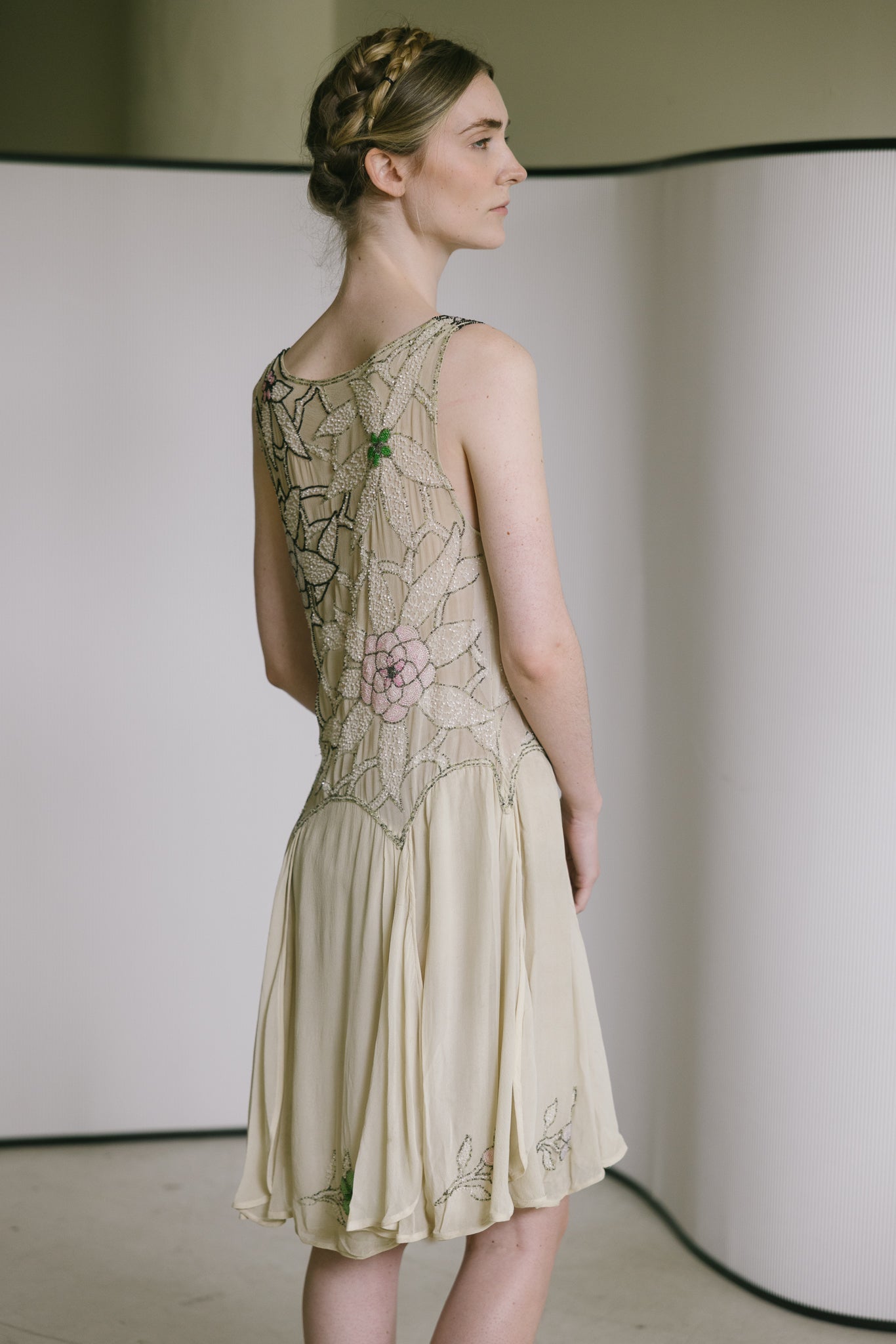 1920s silk chiffon beaded dress