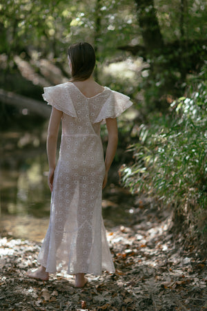 1930s blush eyelet organza gown