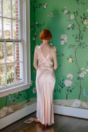 1930s silk satin lace bias cut nightgown