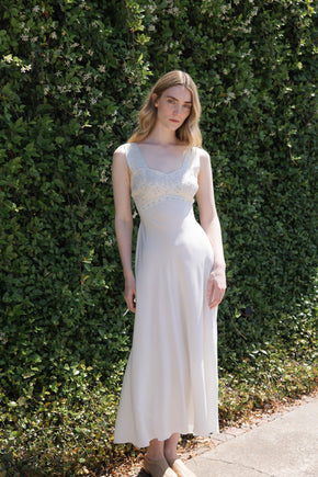 1930s bias muted sage silk nightgown, France