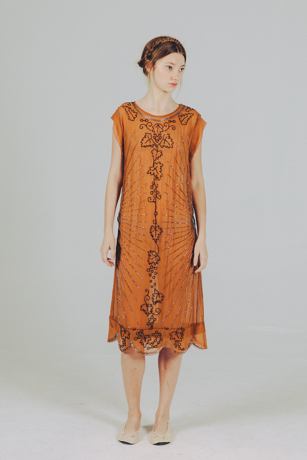1920s silk chiffon beaded flapper dress Devore Vintage 1920s silk chiffon beaded flapper dress Devore Vintage
