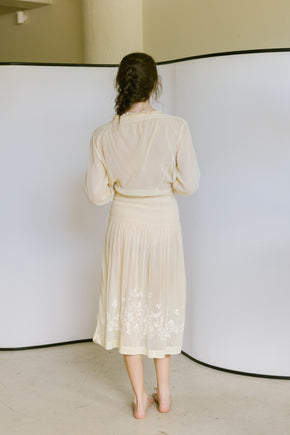 1920s Hungarian embroidered cotton dress