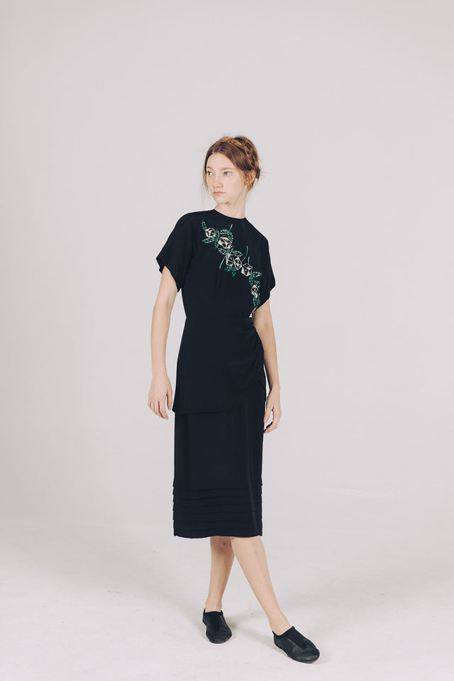 1940s crepe dice dress