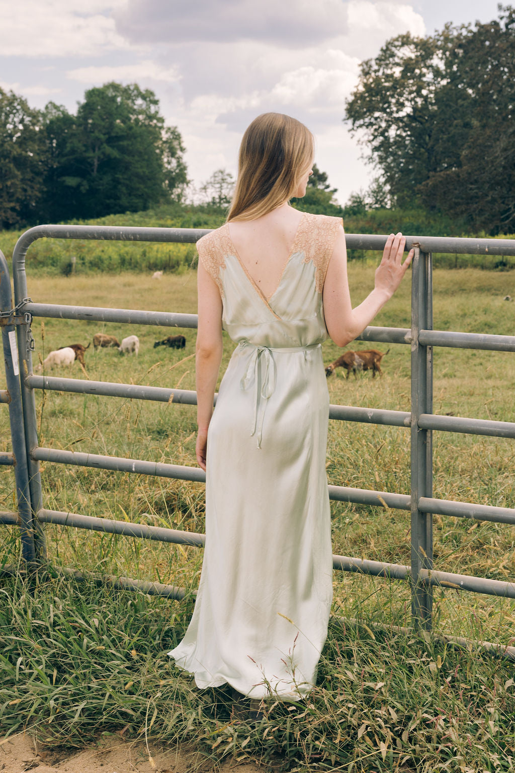 1930s green silk lace nightgown