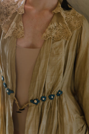 Antique 1910s raw silk overcoat