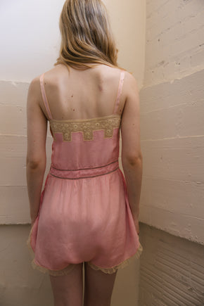 1920s magenta silk lingerie teddy