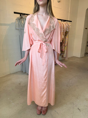 C. 1930s silk lace bell sleeve robe