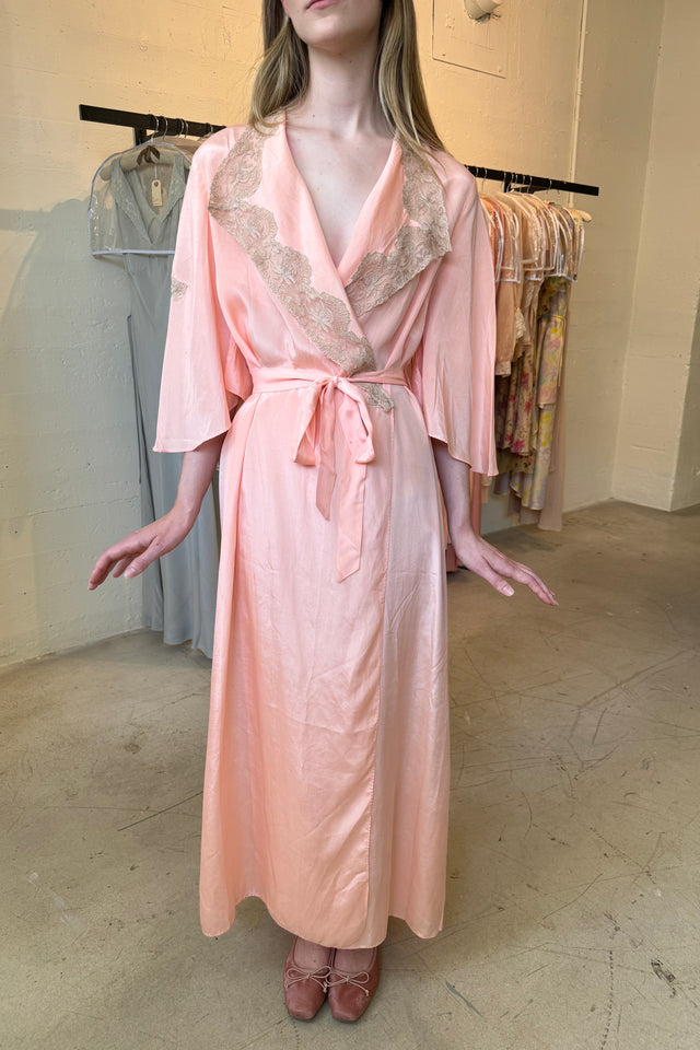 C. 1930s silk lace bell sleeve robe