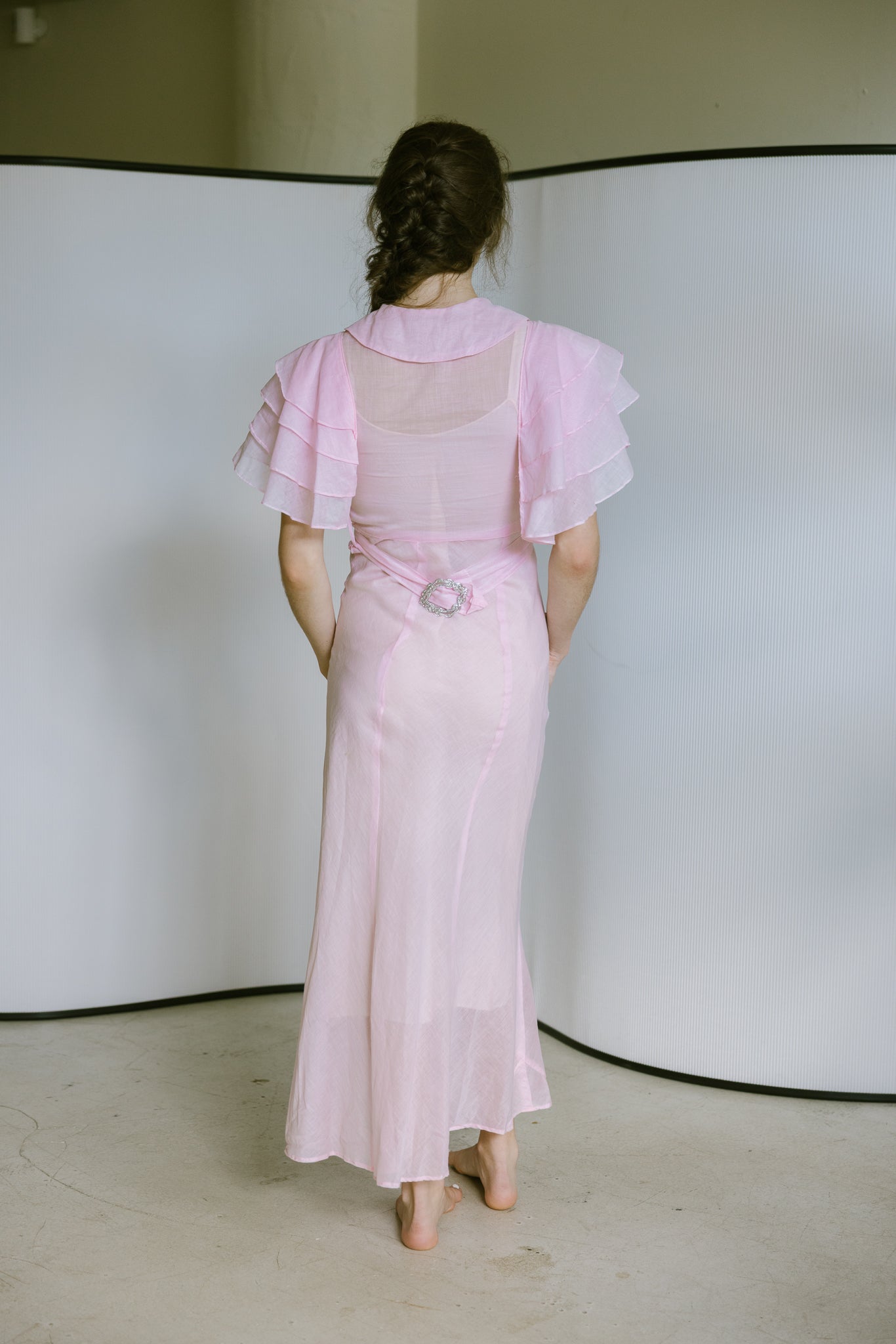 1930s petal pink cotton gown