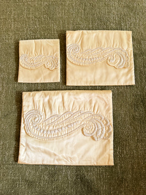 1930s 3 piece yellow lingerie bag set