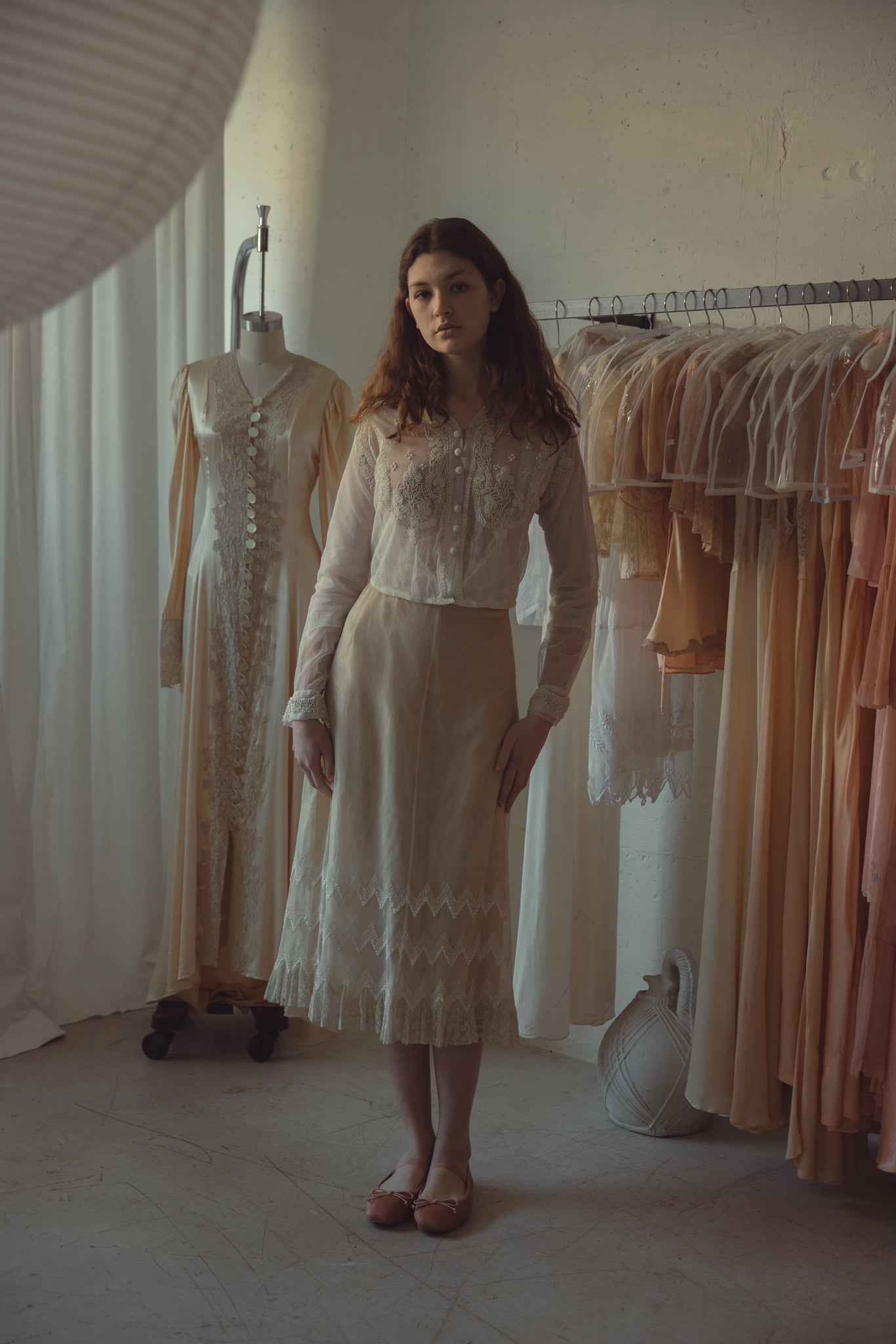 1900s French tulle lace skirt