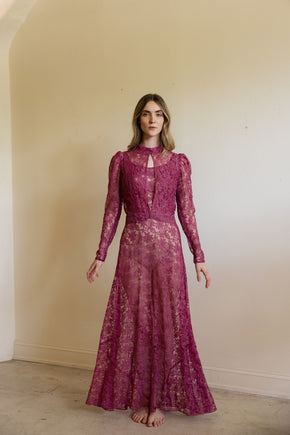 1930s lace evening gown set