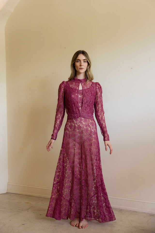 1930s lace evening gown set