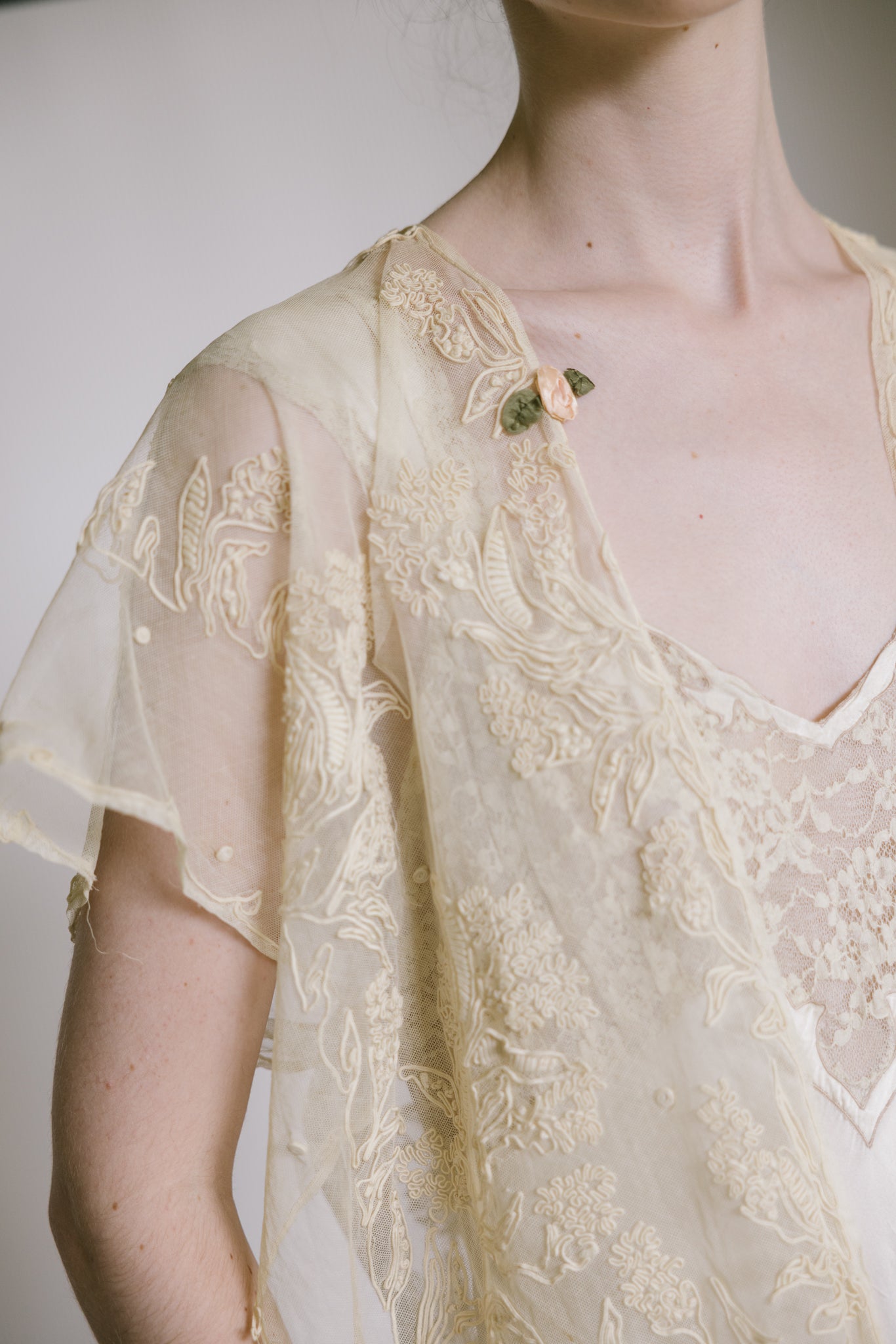 1920s embroidered net blouse