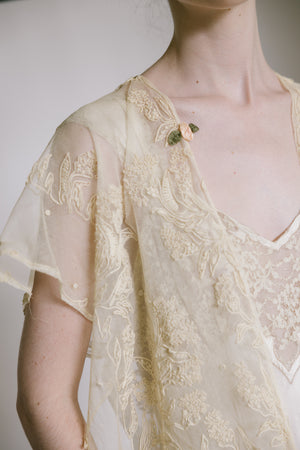 1920s embroidered net blouse