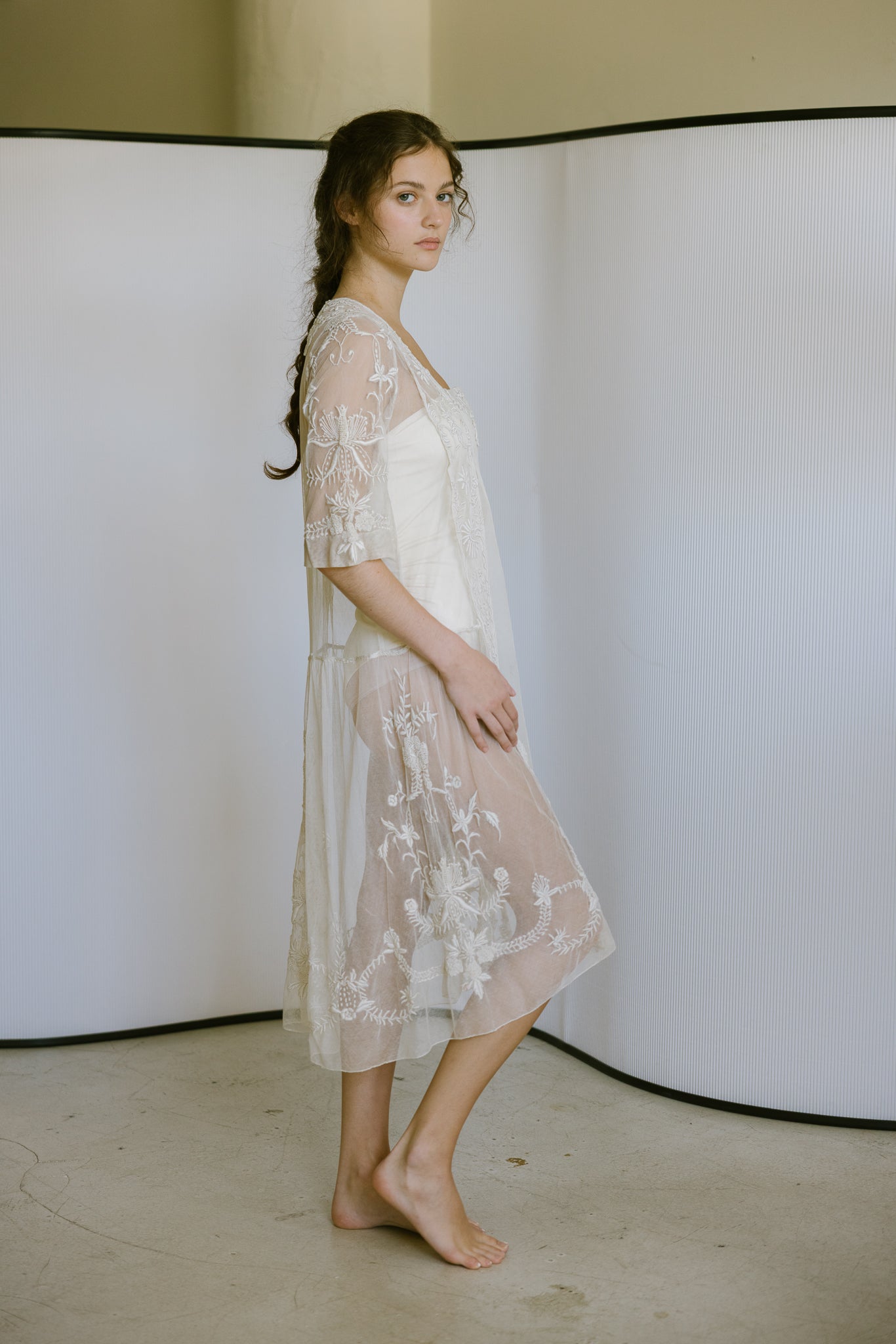 1920s whitework net dress