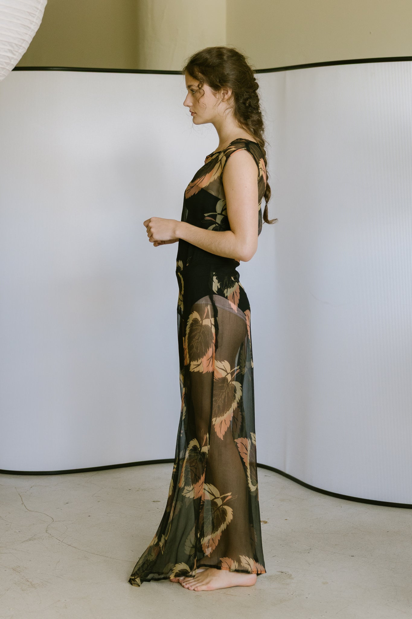 1920s resistance printed silk chiffon ensemble