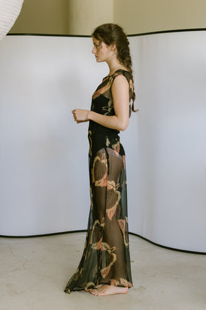 1920s resistance printed silk chiffon ensemble