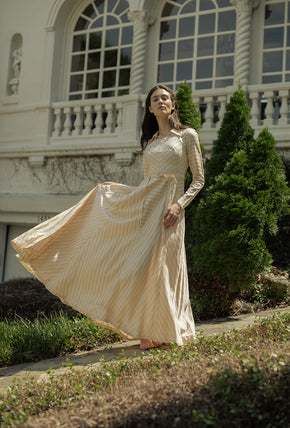 1940s striped silk gown
