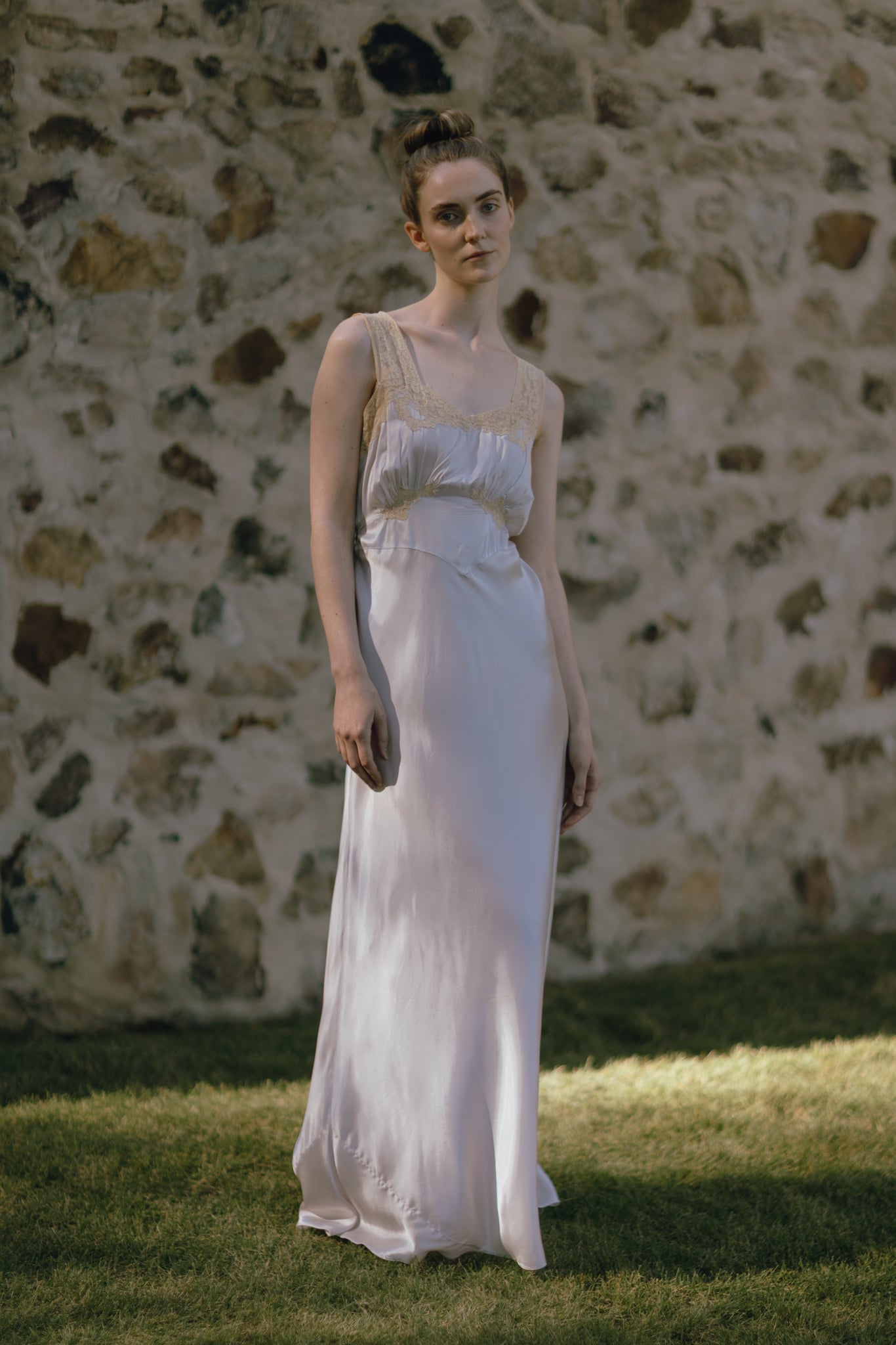 1930s iridescent lavender silk nightgown