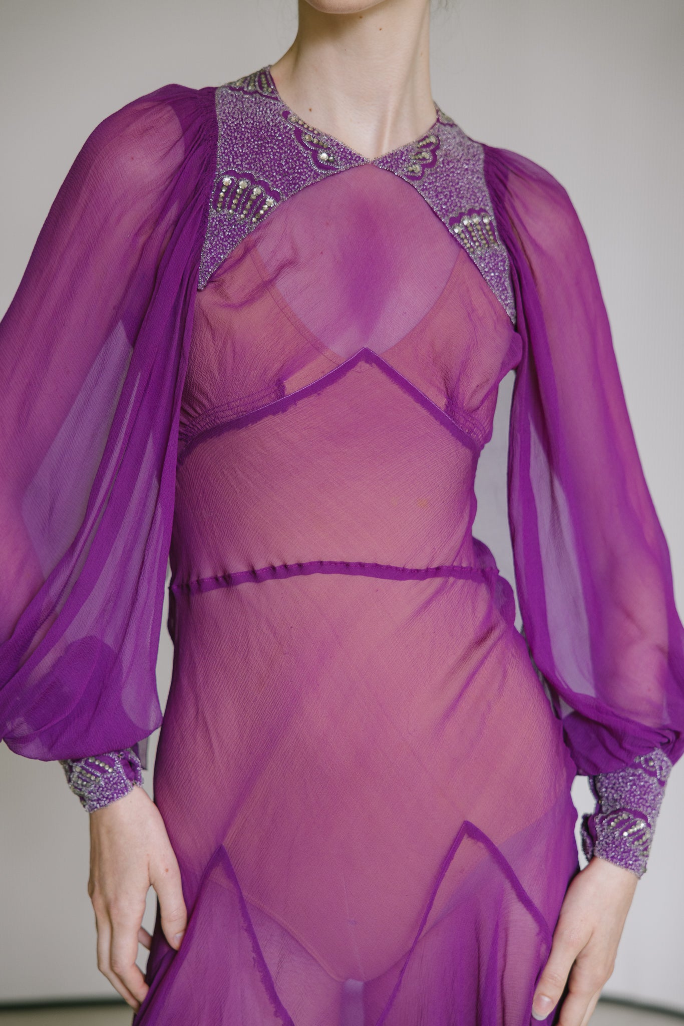 C. 1930s fuchsia silk gown