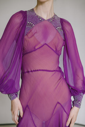 C. 1930s fuchsia silk gown
