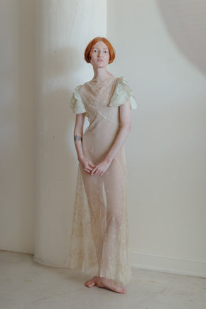 1930s embroidered net gown