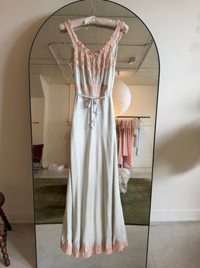 1930s blue bias silk nightgown