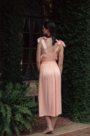 1930s French honeycomb smocked silk dress