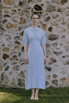 Deco late 30s floral silk nightgown