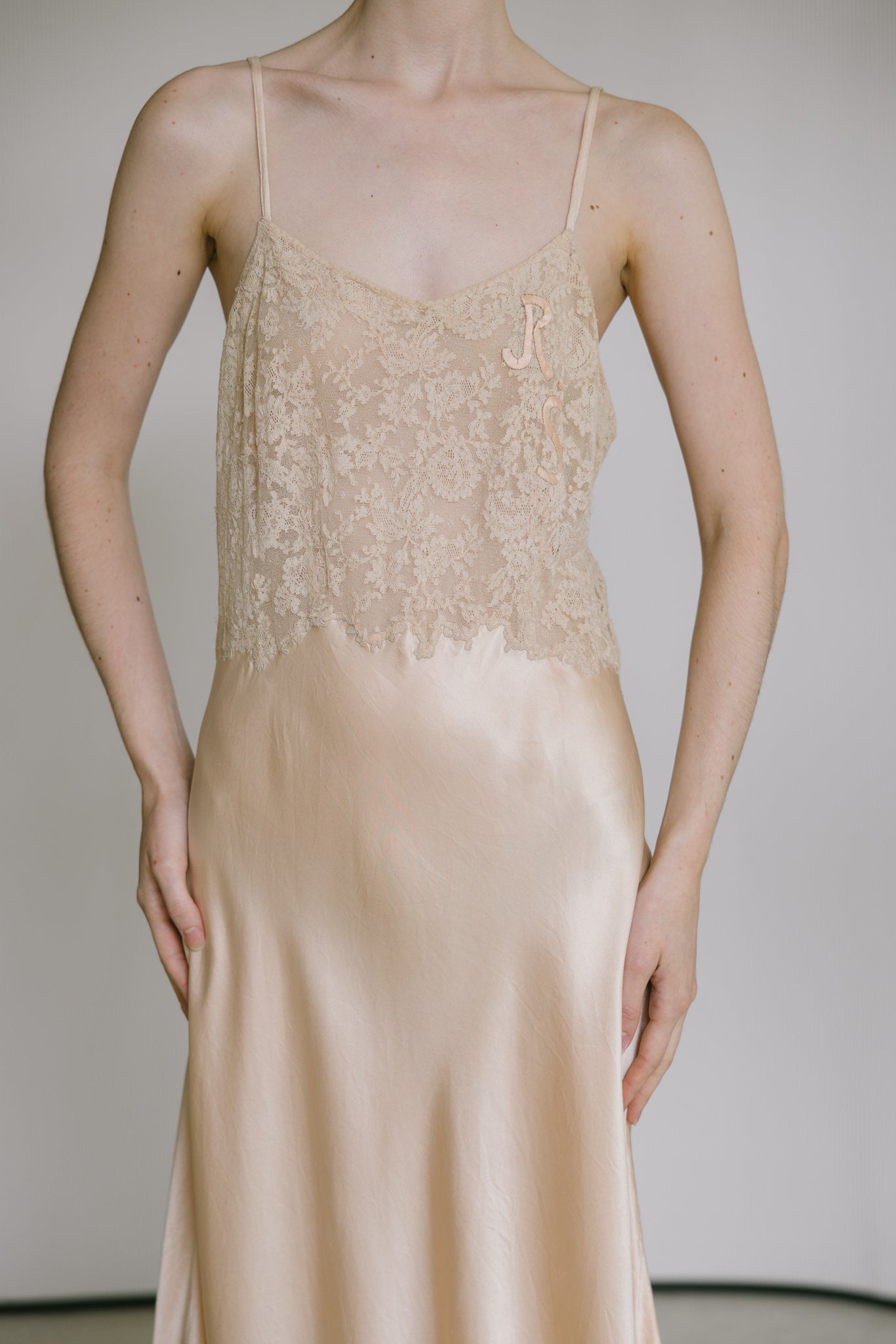 1930s silk monogrammed slip, Australia