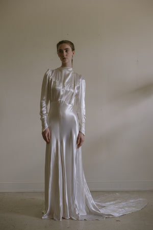 1930s English satin wedding gown