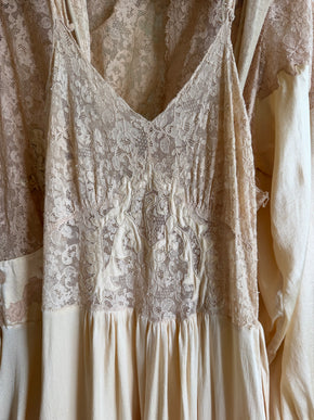 1930s monogrammed silk lace trousseau nightgown