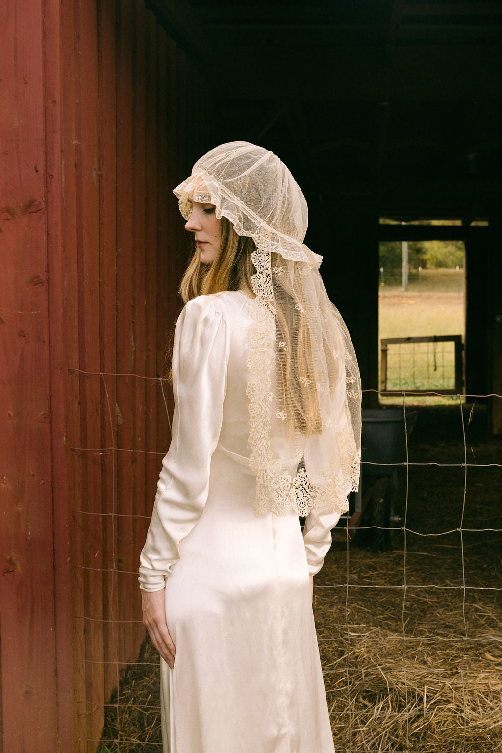 1800s lace net bonnet wedding veil
