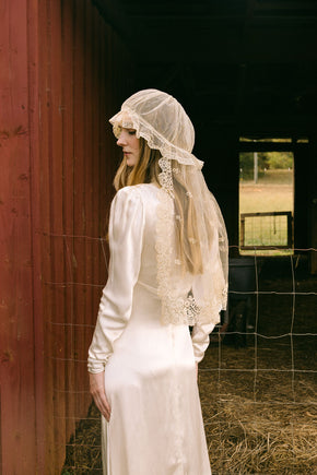 1800s lace net bonnet wedding veil