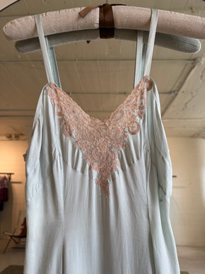 1930s blue silk lace half slip