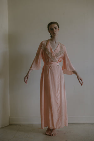 C. 1930s silk lace bell sleeve robe
