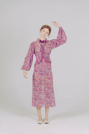 1930s silk chiffon floral dress