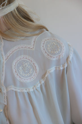 1930s French crepe chiffon lace nightgown