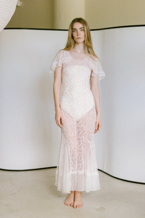1930s ribbon work net gown